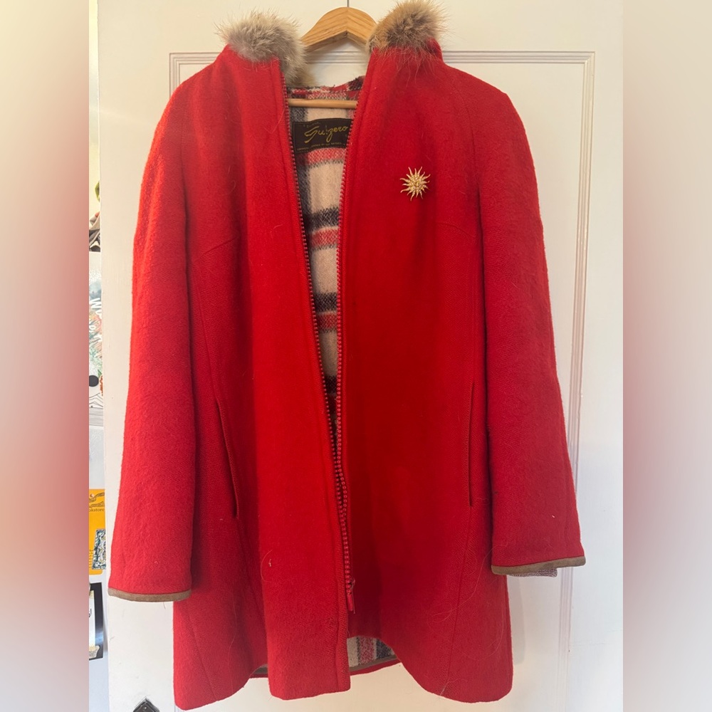 Vintage Wool Parka with Fur Trim